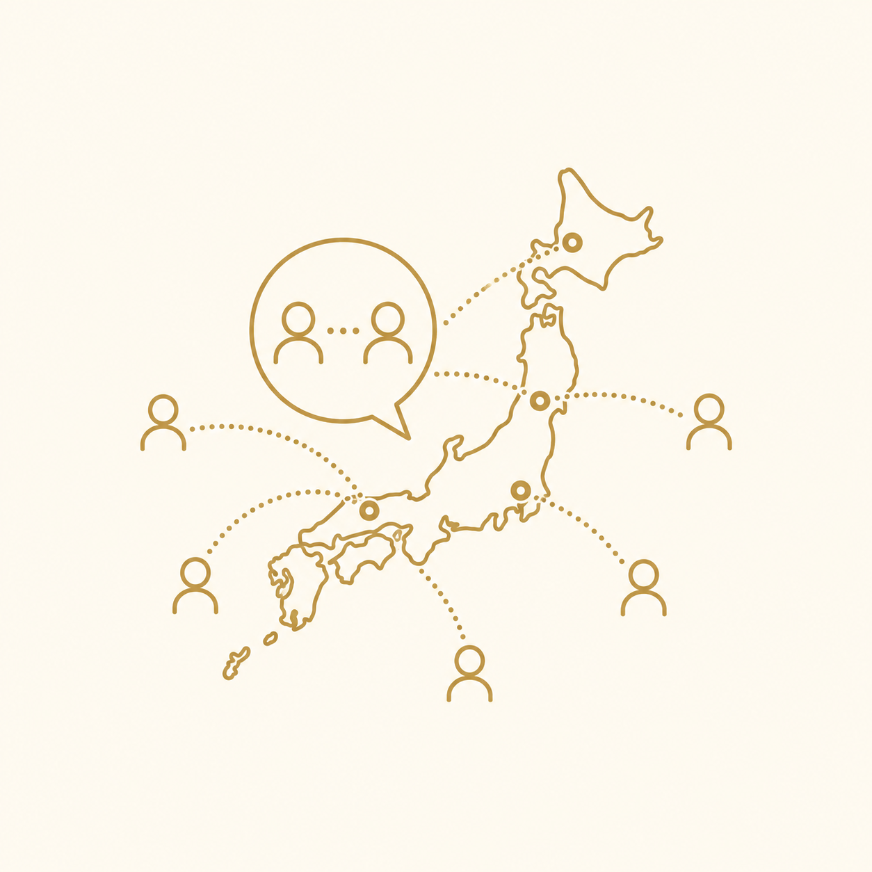 全国どちらからでも相談できることを表す日本地図のイラスト